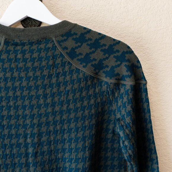 J.Crew NWT 100% Merino Wool Houndstooth Sweater Green Blue Crewneck XS $98 - Picture 9 of 12